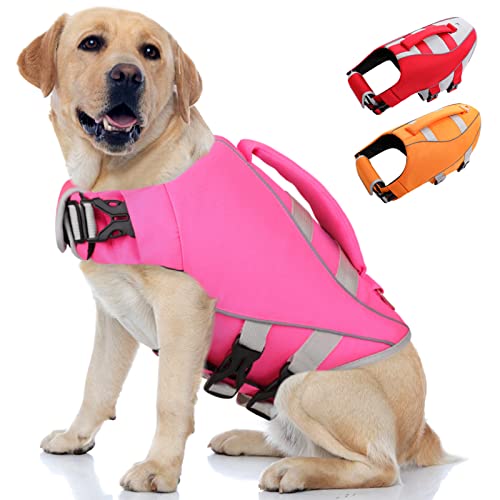 Queenmore Haustier-Schwimmweste für Hunde, hohe Schwimmfähigkeit, mit Rettungsgriff und Nackenstütze, Größe XL, Rosa von Queenmore