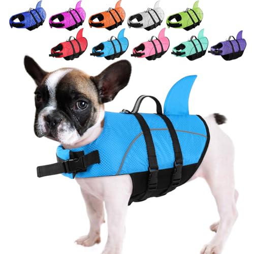 Queenmore Hunde Schwimmweste, Ripstop Schwimmweste Hund, Rettungsweste für Hunde, knuffelwuff Schwimmwesten mittel kleine große, Lebensretter mit Hebegriff für Kajak Schwimmen (PeacockBlau,XS) von Queenmore