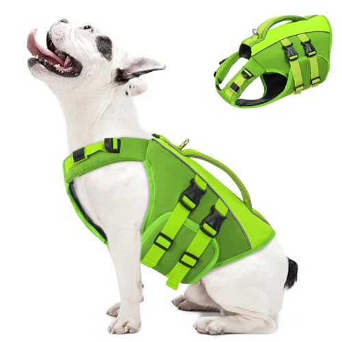 Queenmore Hunde Schwimmweste, Schwimmweste Hund Mittel, Verstellbar Hundeschwimmweste,Rettungsweste Mit Griff, Dackel Schwimmweste Französische Bulldogge,Bootfahren Surfen kajak, Grün, M Queenmore Hunde Schwimmweste, Schwimmweste Hund Mittel, Verstellbar Hundeschwimmweste,Rettungsweste Mit Griff, Dackel Schwimmweste Französische Bulldogge,Bootfahren Surfen kajak, Grün, M von Queenmore