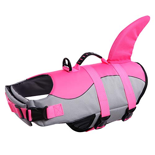 Queenmore Schwimmweste Hund Einstellbare Hunde Schwimmweste, Ripstop Rettungsweste mit hohem Auftrieb und langlebigem Rettungsgriff für Hund für mittlere große Hunde, (Pink,2XL) von Queenmore