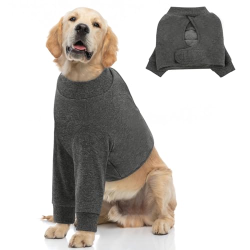 Queenmore Hundebody Nach Op Mit Bein, Ellenbogenbandage Hund Vorderbein, Leckschutz Hund, Genesungsanzug Für Große Hunde, Haustierwunden Verhindern Lecken, Biss, Und Infektion, Allergien, Grau, 2XL von Queenmore