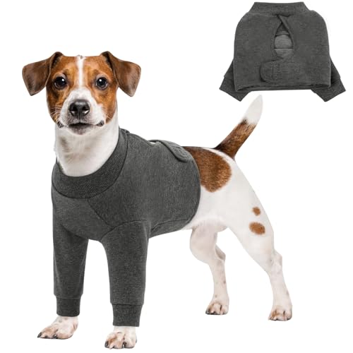 Queenmore Hundebody Nach Op Mit Bein, Ellenbogenbandage Hund Vorderbein, Leckschutz Hund, Genesungsanzug Große Hunde, Haustierwunden Verhindern Lecken, Biss, Und Infektion, Allergien, Grau, M von Queenmore
