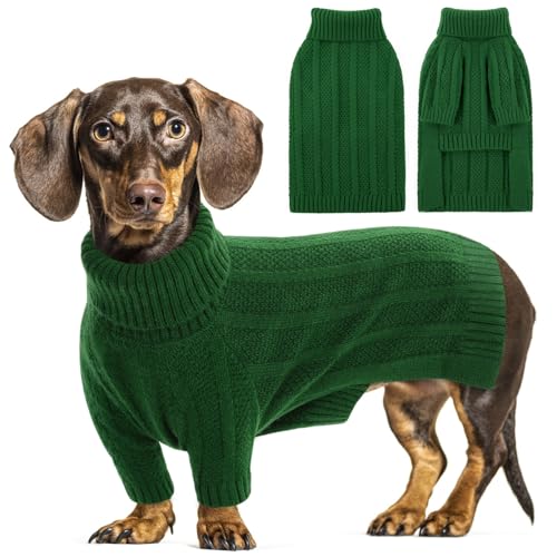 Queenmore Hundepullover Chihuahua, Warm & Weich, Strickpullover für Yorkshire, Pudel, Pomeranian (Grün, S) von Queenmore
