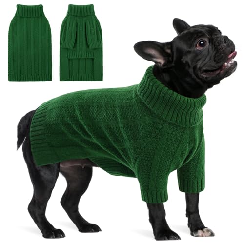 Queenmore Hundepullover Kleine Hunde, Wärme & Weich, Winterpullover Hund für Welpen, Chihuahua, Katzen (Grün, M) von Queenmore