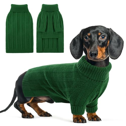 Queenmore Hundepullover Kleine Hunde, Wärme & Weich, Winterpullover Hund für Welpen, Chihuahua, Katzen (Grün, XS) von Queenmore