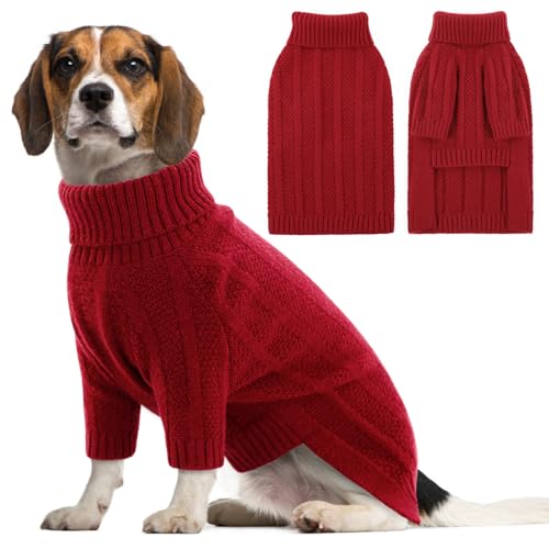 Queenmore Hundepullover Weihnachten, Weich & Dehnbar, Weihnachtspullover Hund für Franz. Bulldogge, Bulldog, Windhund & Corgi (Rot, L) von Queenmore