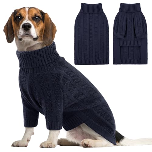 Queenmore Hundepullover XXL, Rollkragen mit Beinen, Strickpullover für Schäferhund, Rottweiler & Deutsche Dogge (Marineblau, 2XL) von Queenmore