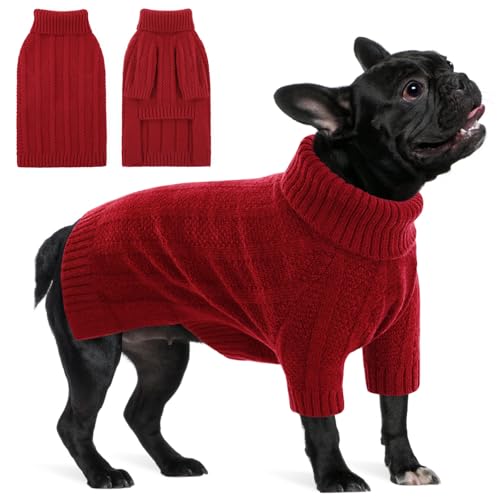 Queenmore Hundepullover für mittelgroße Hunde, Mädchen und Jungen, weicher Hundepullover für Weihnachten, Rollkragenpullover, Haustierpullover, Strickwaren, Outfit für den Urlaub, gestrickt, weich, von Queenmore