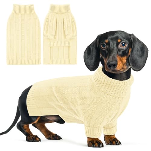 Queenmore Katzenpullover, Weich & Dehnbar, Winterpullover Hund Unisex für Rüden & Hündinnen (Elfenbein, XS) von Queenmore