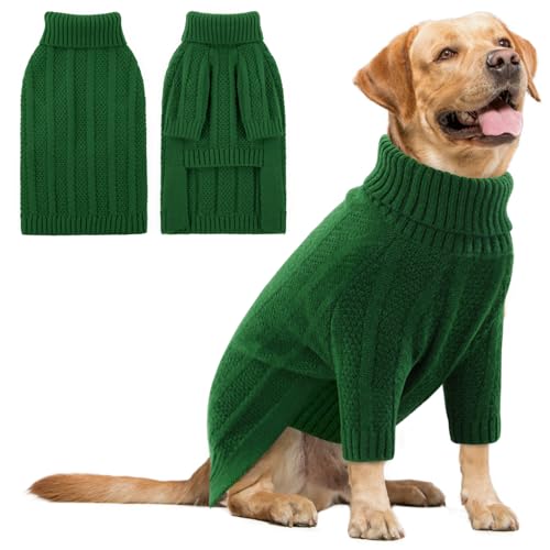 Queenmore Pullover Hund Groß, Weich & Warm, Weihnachtspullover Hund für Labrador, Border Collie & Golden Retriever (Grün, XL) von Queenmore