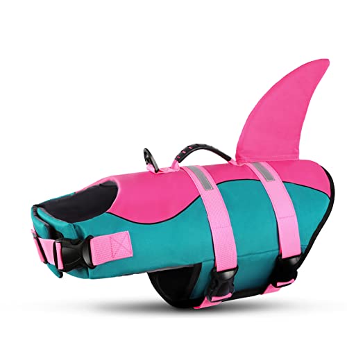 Queenmore Schwimmweste Hund Einstellbare Hunde Schwimmweste, Ripstop Rettungsweste mit hohem Auftrieb und langlebigem Rettungsgriff für Hund für kleine mittlere Hunde, (Peacock, M) von Queenmore