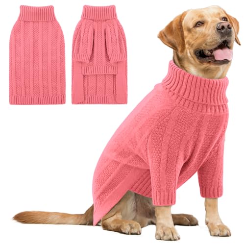 Queenmore Whippet Pullover, Warm & Weich, Winterpullover Hund für Labrador, Border Collie & Golden Retriever (Rosa, XL) von Queenmore
