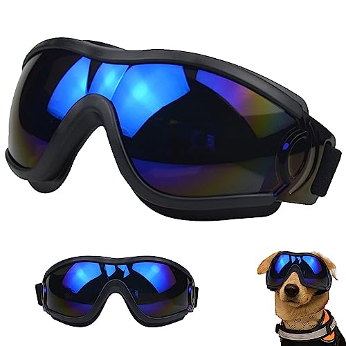 Queerelele Hundebrille Anti-UV Wasserdicht Winddicht Einstellbar Hunde Sonnenbrille Mode Hunde Schutzbrille Sonnenbrille Hund Sunglasses for Dog Geeignet für Kleine und Mittlere Hunde（Schwarz） von Queerelele