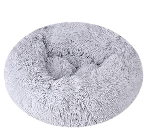 Queta Deluxe-Haustierbett,für Katzen und kleine bis mittelgroße Hunde,Leicht zu reinigen,Bett für Haustiere in Doughnut-Form, (grau) von Queta
