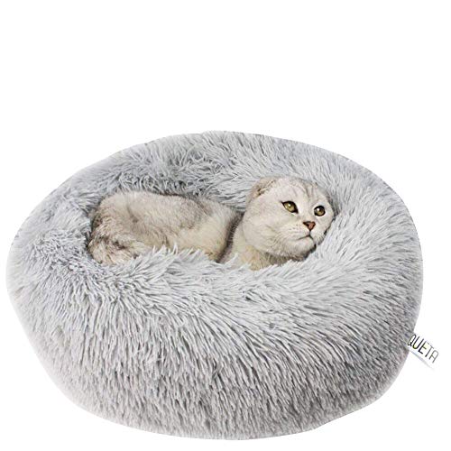 Queta Katzenbett Schöne Tierbett, Klein Hund Bett Haustierbett Plüsch Weich Runden Katze Schlafen Bett (50cm, Hellgrau) von COMOYA