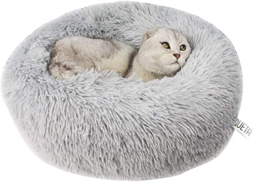 Queta Katzenbett Schöne Tierbett, Klein Hund Bett Haustierbett Plüsch Weich Runden Katze Schlafen Bett (70cm, Hellgrau) von Queta