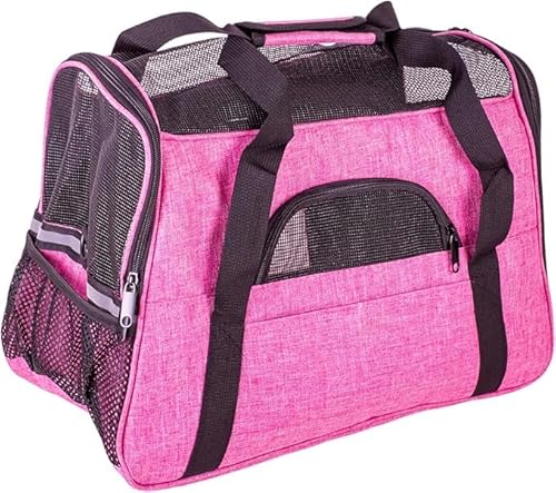 Quibropets Bubupets Transportbox für Haustiere, Transportbox für Hunde und Katzen, robust und bequem, 43 x 25 x 33 cm, bis 8 kg, Rosa von Quibropets