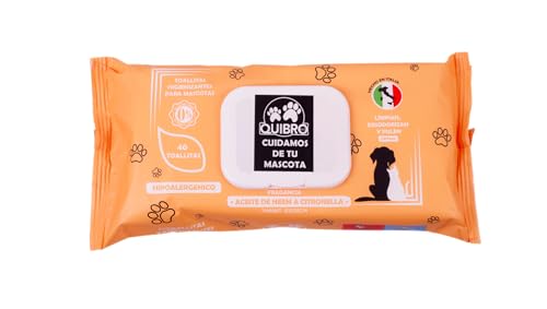 Quibropets Feuchttücher mit Neemöl für die Pfotenhygiene von Hunden und Katzen, gründliche und effektive Reinigung in einem Schritt, Pfotenreiniger für Haustiere, 40 Stück Quibropets Feuchttücher mit Neemöl für die Pfotenhygiene von Hunden und Katzen, gründliche und effektive Reinigung in einem Schritt, Pfotenreiniger für Haustiere, 40 Stück von Quibropets