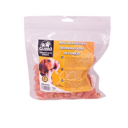 Quibropets Mini-Kaninchenwurst, Leckerlis für Hunde, natürliche Belohnungen, ohne Getreide, Snacks für Haustiere, getrocknete Leckereien, 530 g von Quibropets