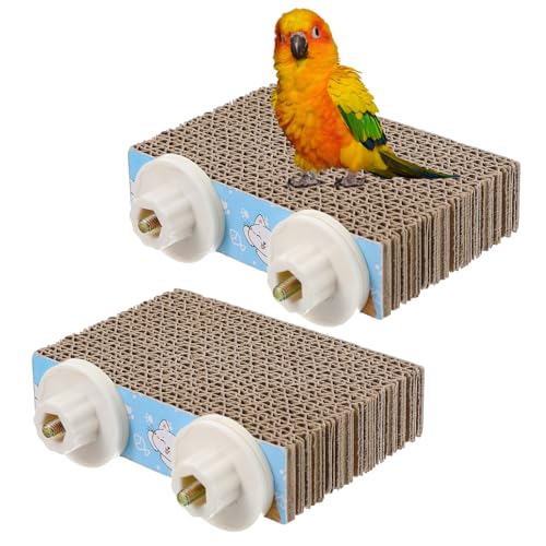 2 x Vogel-Sitzstange für Papageien, Papageienkäfig, Pappplattform, Vogelpfoten-Schleifständer für kleine Sittiche, Sittiche, Wellensittiche, Finken, Nymphensittiche von Quilax