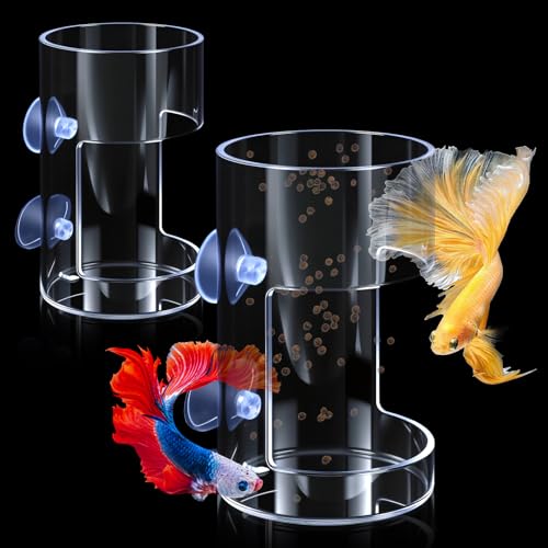 Aquarium-Futterspender für Aquarien, rund, mit Saugnapf, PVC, transparent, Zubehör für kleine bis mittelgroße Aquarien, 2 Stück Aquarium-Futterspender für Aquarien, rund, mit Saugnapf, PVC, transparent, Zubehör für kleine bis mittelgroße Aquarien, 2 Stück von Quilax