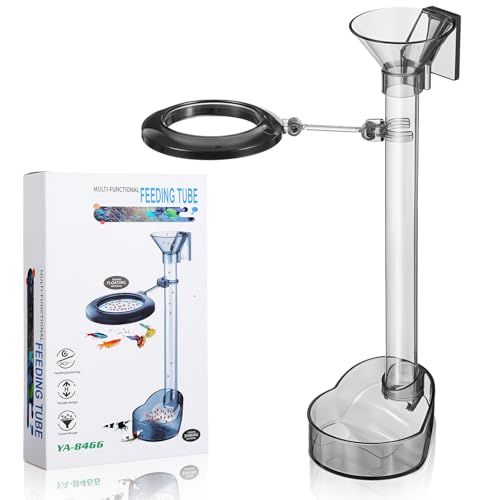 Futterröhren-Set, höhenverstellbar, transparent, langlebig, Garnelen-Futterröhre mit Futterring, Garnelen-Tank-Zubehör mit Reinigungsbürsten (grau) von Quilax