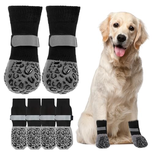 Hundesocken gegen Lecken von Pfoten, Hundeschuhe für heißen Gehweg, Leoparden-Anti-Rutsch-Muster, Hundesocken für Hartholzböden, Grau, Größe S, 4 Stück Hundesocken gegen Lecken von Pfoten, Hundeschuhe für heißen Gehweg, Leoparden-Anti-Rutsch-Muster, Hundesocken für Hartholzböden, Grau, Größe S, 4 Stück von Quilax