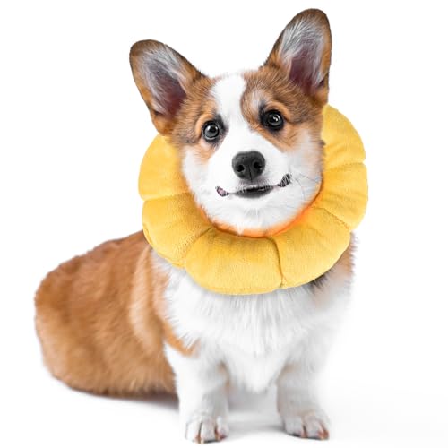 Weiches Hundehalsband, Donut-Halsband nach Operationen, Blumenform, Alternative zu Hundekegeln, verstellbare Katzenhalsbänder für mittelgroße und große Hunde (M) von Quilax