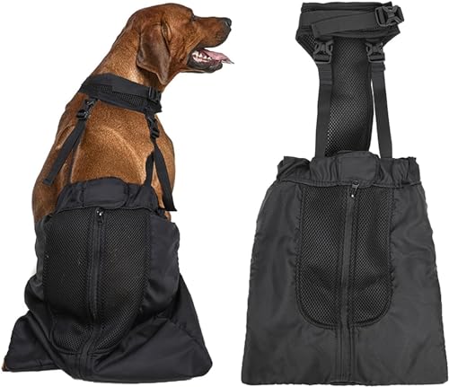 Drag Bag für gelähmte Haustiere, Indoor Hund Rollstuhl Alternative für behinderte Rücken Hinterbeine Hund, schützt Brust und Gliedmaßen, strapazierfähiges Nylon, atmungsaktiv und bequem (S) von Quincry