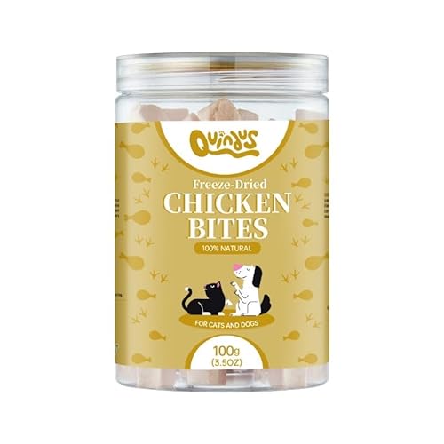 Gefriergetrockneter Hühnchen-Snack für Hunde und Katzen, Hähnchengebiss für Katzen und Hunde im Innenbereich, essbarer Snack für Katzen und Hunde zum Kauen von Quindu's