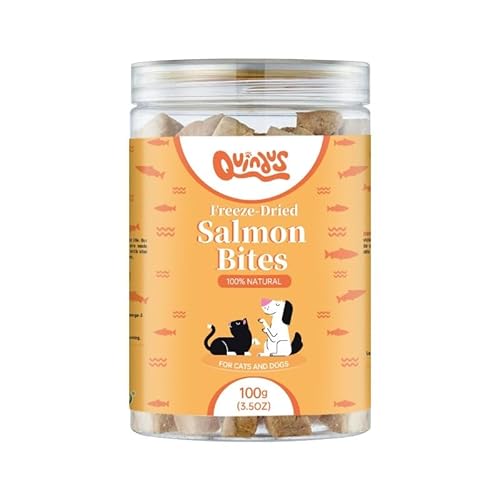 Gefriergetrockneter Lachssnack für Hunde und Katzen, Biss-Lachs für Katzen und Hunde im Innenbereich, essbarer Snack für Katzen und Hunde zum Kauen von Quindu's