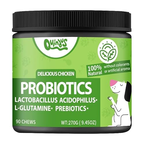 QUINDU'S - Probiotic Nahrungsergänzungsmittel für Hunde, Wohlbefinden des Verdauungssystems – Probiotika, Präbiotika, Fischöl, Huhn, Hefen – 90 Leckereien mit Huhn, 270 g von Quindu's