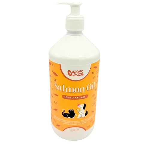 QUINDUS - Lachsöl für Hunde und Katzen | Fischöl mit Omega 3 für Gelenke, Haut und Fell | Natürlich entzündungshemmend | Kompatibel mit Trocken- und Nassfutter (1000 g) von Quindu's