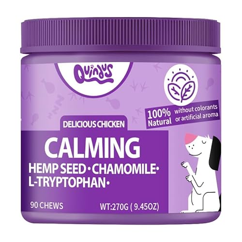 Quindu's Calming Beruhigungsmittel für Hunde mit L-Tryptophan bei Angst, Stress und zur Beruhigung - 90 leckere Snacks mit Huhn Quindu's Calming Beruhigungsmittel für Hunde mit L-Tryptophan bei Angst, Stress und zur Beruhigung - 90 leckere Snacks mit Huhn von Quindu's