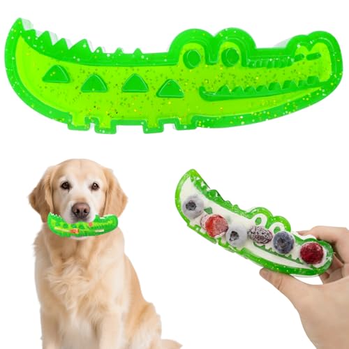 Langsames Kau- und Apportier-Krokodil, Hunde-Puzzle-Spielzeug, Alligator-Leckerli-Spender, hält sie beschäftigt, Kauspielzeug für große, mittelgroße und kleine Hunde, Zahnreinigung, Snack Stash & Play von Quixion