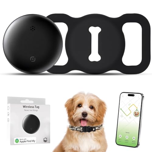 Quixion Hunde-Tracker, Hunde-Tracker ohne monatliche Gebühren für Standortverfolgung, Haustier-Tracker mit Hundehalsband-Tracker-Halter, funktioniert mit Find My (nur iOS), kein GPS-Tracker, für alle von Quixion