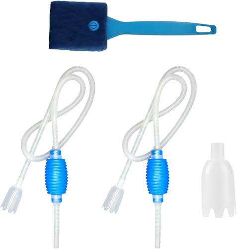 Quixoticaim Aquarium-Siphon-Pumpe mit Bürste, 140 cm, Aquarium-Siphon-Kiesreiniger, Hand-Siphonpumpe für Aquarium, Vakuum-Siphon für den täglichen Wasserwechsel, Filter, Sand, Aquarium-Reinigungsset von Quixoticaim