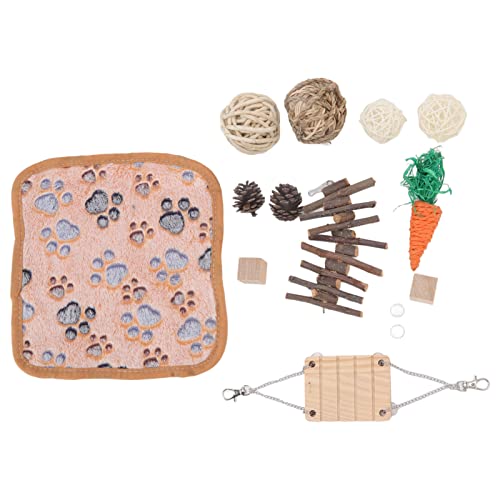Qukaim 12-teiliges Hamsterspielzeug-Set, handgewebtes Holz-Kauspielzeug und Zubehör für Kleintiere, Zähneknirschen Backenzähne, sicher für Hamster und Meerschweinchen Qukaim 12-teiliges Hamsterspielzeug-Set, handgewebtes Holz-Kauspielzeug und Zubehör für Kleintiere, Zähneknirschen Backenzähne, sicher für Hamster und Meerschweinchen von Qukaim