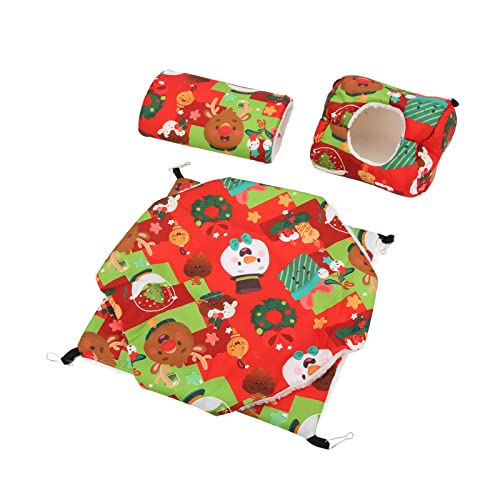 Qukaim 3-teiliges Meerschweinchen-Käfig-Hängematten-Set, Hängematten-Set für Ratte, Frettchen, kleine Katze, inklusive Hamster-Hängematte, geeignet für kleine Haustierkäfige, Rot von Qukaim