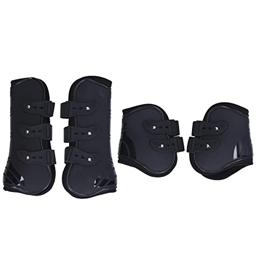 Qukaim 4-teiliges Pferdegamaschen-Set, sichere, weiche, verschleißfeste PU-Schale, Sehnenschutzstiefel für Pferde, schwarz, vorne und hinten, Größe L, Pferdepflegezubehör Qukaim 4-teiliges Pferdegamaschen-Set, sichere, weiche, verschleißfeste PU-Schale, Sehnenschutzstiefel für Pferde, schwarz, vorne und hinten, Größe L, Pferdepflegezubehör von Qukaim