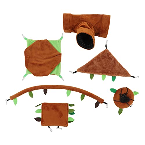 Qukaim 6pcs Hängende Hamster Hängematte Bett Set, Warme Kleintierbetten für Hamster, Ratte, Meerschweinchen, Zuckergleiter, inklusive Hängematten und Tunnel, ideal für Käfige von Qukaim