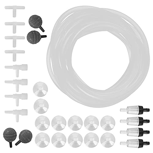Qukaim Aquarium Air Set Aquarium Sauerstoffschlauch Rückschlagventil Fisch Tank Air Set, 8m Schlauch mit Bubble Stone, ential Aquarium Air Accories von Qukaim