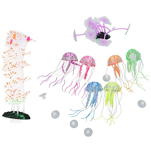 Qukaim Aquarium-Korallenornamente, leuchtende Dekoration, Silikon, künstliche Quallen und Korallenornamente für Aquarium-Landschaft, lebendige Farben, 14 cm hoch, 8 Stück Qukaim Aquarium-Korallenornamente, leuchtende Dekoration, Silikon, künstliche Quallen und Korallenornamente für Aquarium-Landschaft, lebendige Farben, 14 cm hoch, 8 Stück von Qukaim