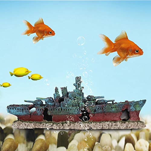 Qukaim Aquarium Wrack Boot Dekoration Harz Wrack Boot Aquarium Dekoration, versenktes Schlachtschiff Ornament, Aquarium Wrack Schiffshöhle Dekoration, 19,1 x 8,9 x 10,2 cm, realistische Qukaim Aquarium Wrack Boot Dekoration Harz Wrack Boot Aquarium Dekoration, versenktes Schlachtschiff Ornament, Aquarium Wrack Schiffshöhle Dekoration, 19,1 x 8,9 x 10,2 cm, realistische von Qukaim