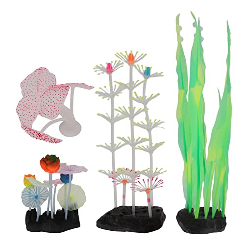 Qukaim Aquariumpflanzen-Dekorationsset, 4-teilig, leuchtendes Aquarium-Dekorationsset, Silikon-Dekoration mit künstlichen Korallenpflanzen, beleuchtete Aquarium-Simulationskoralle, 12,7 cm lang Qukaim Aquariumpflanzen-Dekorationsset, 4-teilig, leuchtendes Aquarium-Dekorationsset, Silikon-Dekoration mit künstlichen Korallenpflanzen, beleuchtete Aquarium-Simulationskoralle, 12,7 cm lang von Qukaim