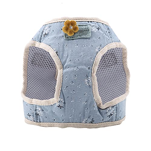 Qukaim Atmungsaktiver Brustgurt aus Baumwollmischung, atmungsaktive Haustierweste, Brustgurt mit Zugseil, Blau, Größe S, ideal für Hunde und Katzen, bequeme Passform von Qukaim