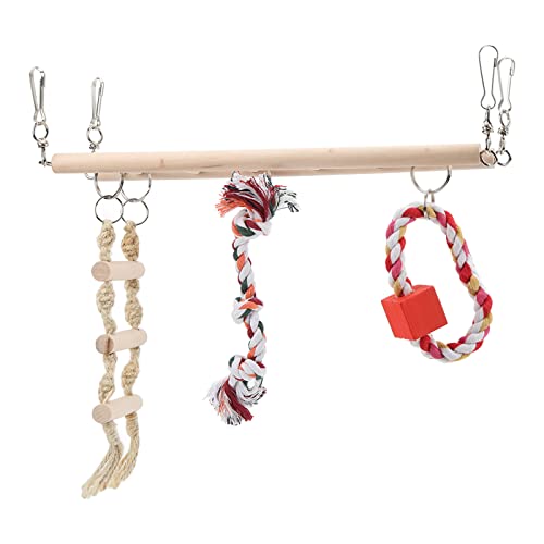 Qukaim Bird Suspension Bridge Wooden Molar Claws Grinding Bird Swing Ladder Toy for Parrots, Bird Cage Accory, Climbing Ladder, 60cm Long Qukaim Bird Suspension Bridge Wooden Molar Claws Grinding Bird Swing Ladder Toy for Parrots, Bird Cage Accory, Climbing Ladder, 60cm Long von Qukaim