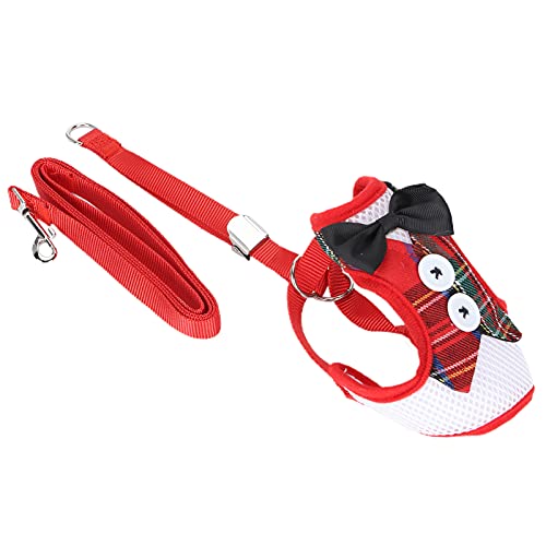 Qukaim Cat Harn Strap Katzengeschirr mit verstellbarer Leine, ausbruchsicherer Gurt für Spaziergänge, rotes Gitter, Größe M Qukaim Cat Harn Strap Katzengeschirr mit verstellbarer Leine, ausbruchsicherer Gurt für Spaziergänge, rotes Gitter, Größe M von Qukaim