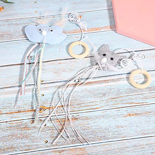 Qukaim Cat Tease Stick Kabellose Fernbedienung RC Elektronische Ratte Maus 2 Stück Plüsch Haustier Katze Teaser Stick mit Holzstabgriff, interaktives Trainingsspielzeug für Katzen und Welpen, Qukaim Cat Tease Stick Kabellose Fernbedienung RC Elektronische Ratte Maus 2 Stück Plüsch Haustier Katze Teaser Stick mit Holzstabgriff, interaktives Trainingsspielzeug für Katzen und Welpen, von Qukaim