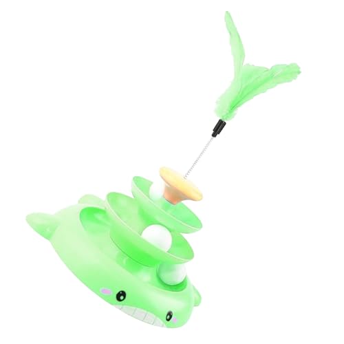 Qukaim Cat Track Tower Roller Toy Cat Turntable Ball Toy 3 Levels Interactive Kitten Tower Roller Toy with Feather Stick and 3 Balls, Green Qukaim Cat Track Tower Roller Toy Cat Turntable Ball Toy 3 Levels Interactive Kitten Tower Roller Toy with Feather Stick and 3 Balls, Green von Qukaim